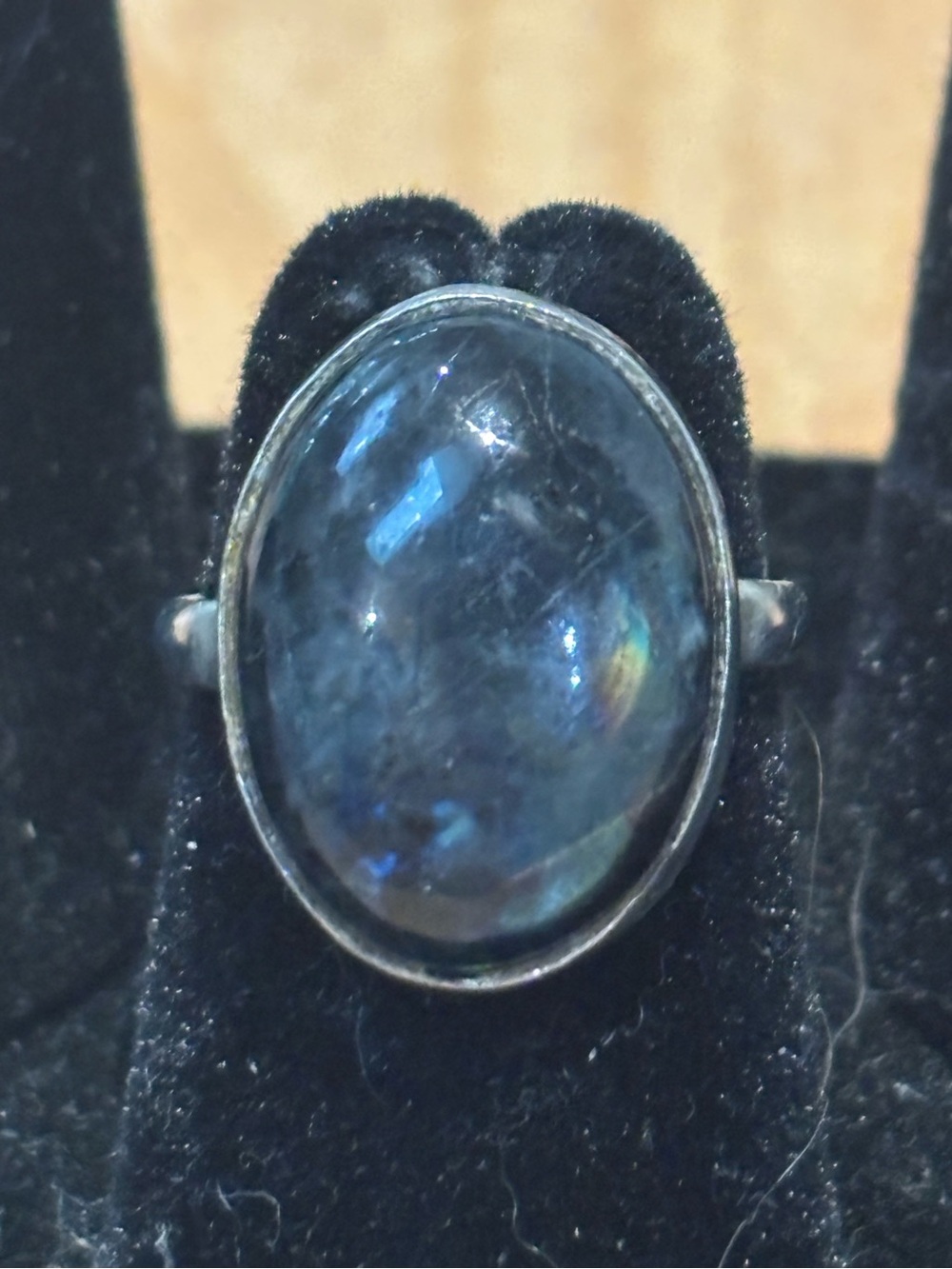 Vintage labradorite oval sterling silver ring sz 4